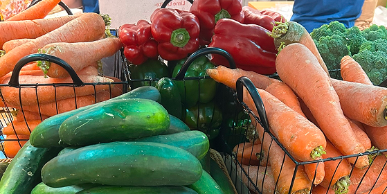 Fresh vegetables in baskets