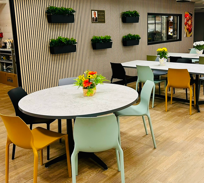 a nice table in a nice clean space