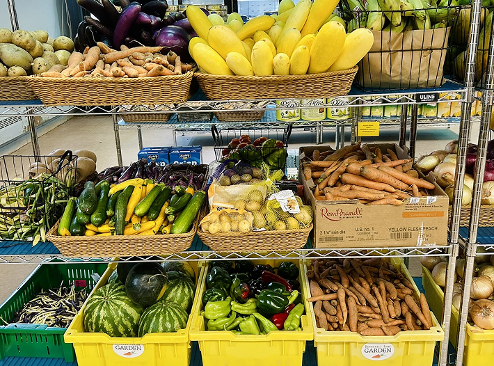 Shelves of vegetables